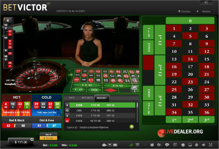 Table games live roulette baccarat